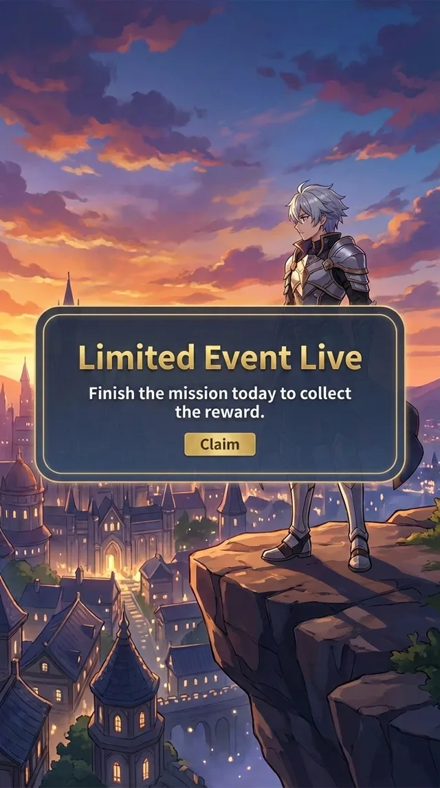 The same game event screen translated to English