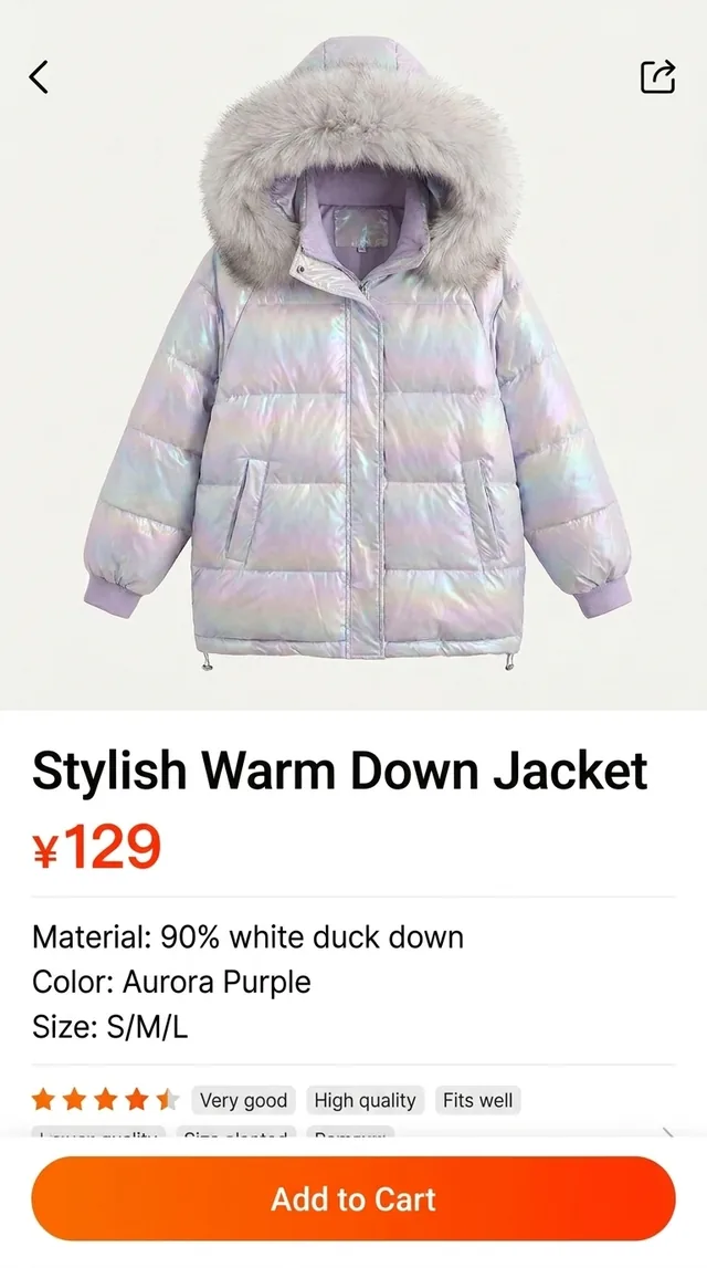 The same product page translated to English in the floating window